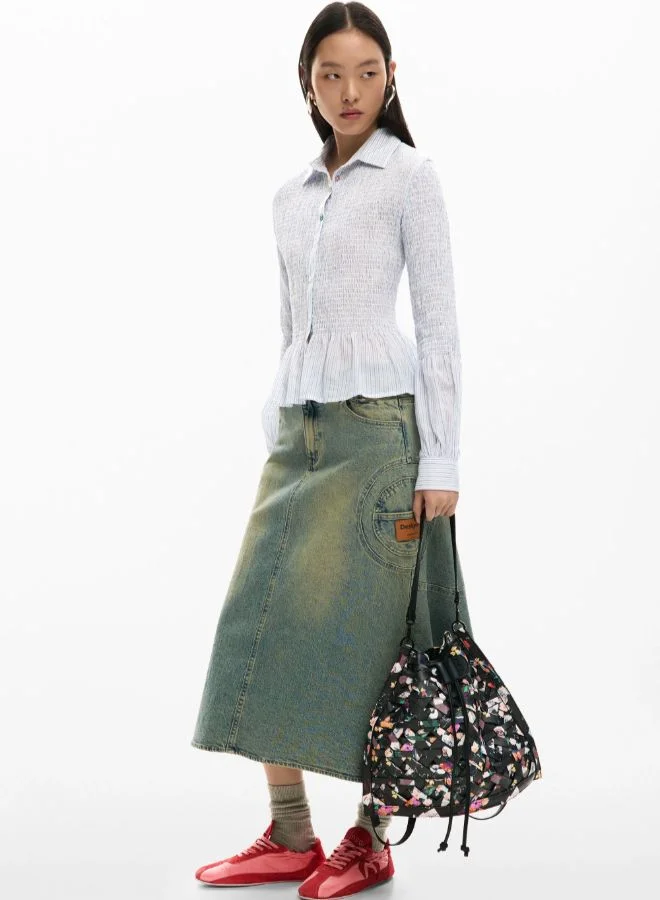 ديسيجوال حقيبة ظهر متوسطة المضفر مع زهور